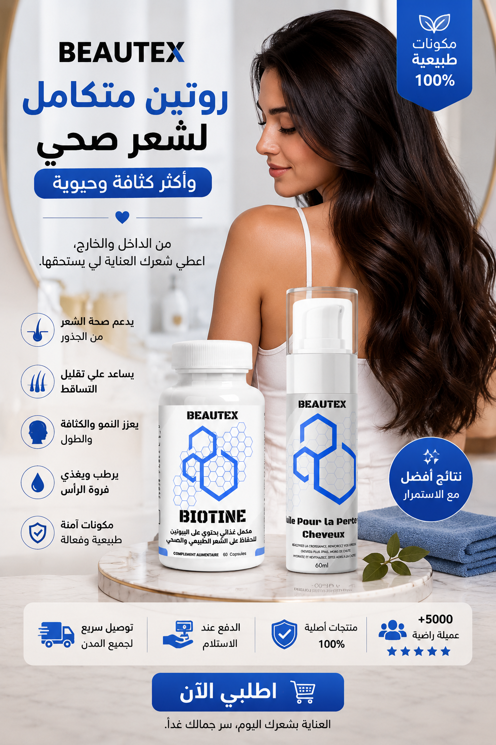 PACK BEAUTEX huil-anti-chute ET   biotine